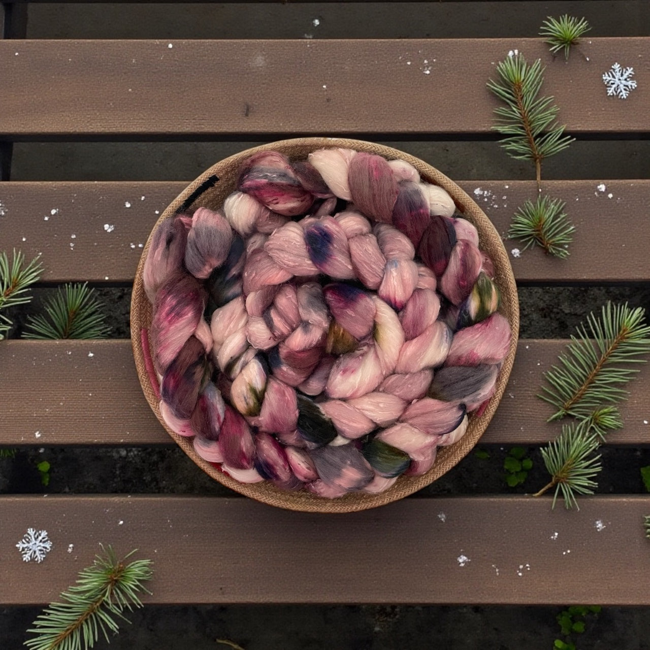 Bruised Petals - Merino Wool & Silk Slubs - Spinning Fibre/Fiber