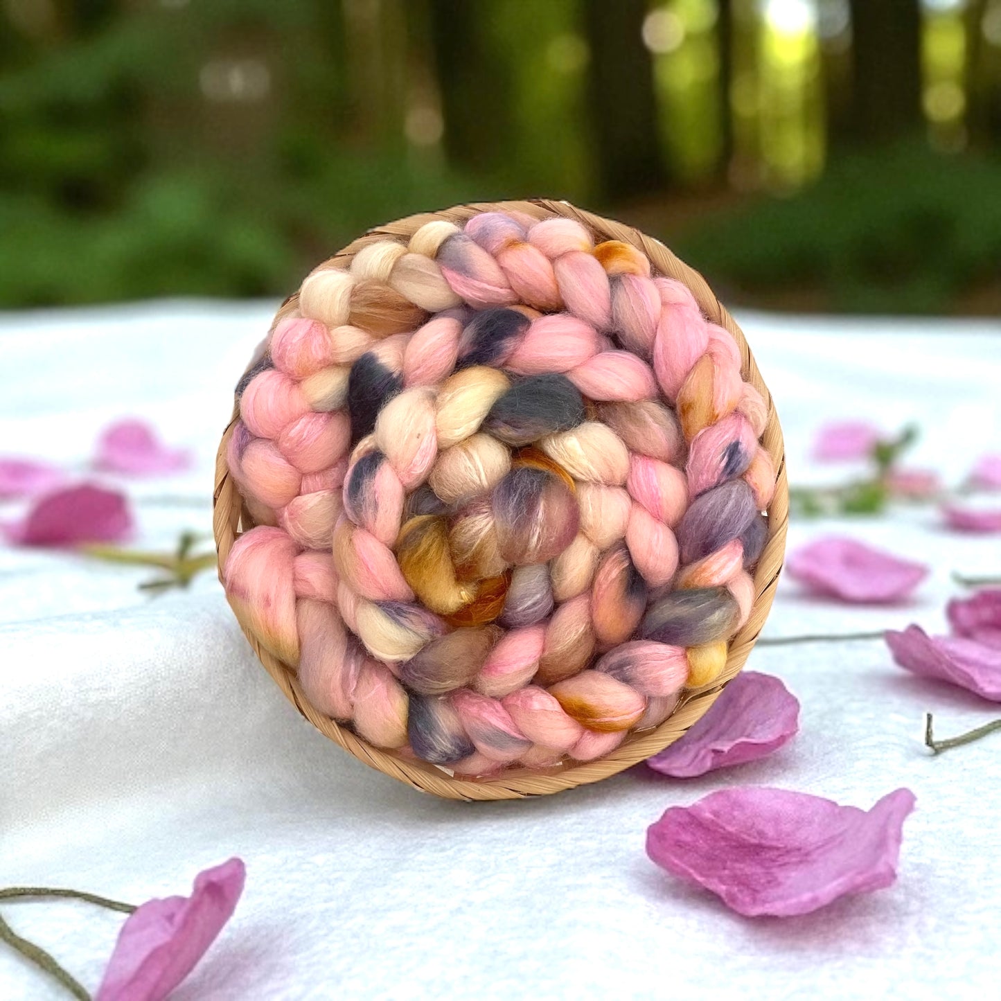 Tea & Petals - 70% BFL Wool 30% Tussah Silk- Fibre/Fiber