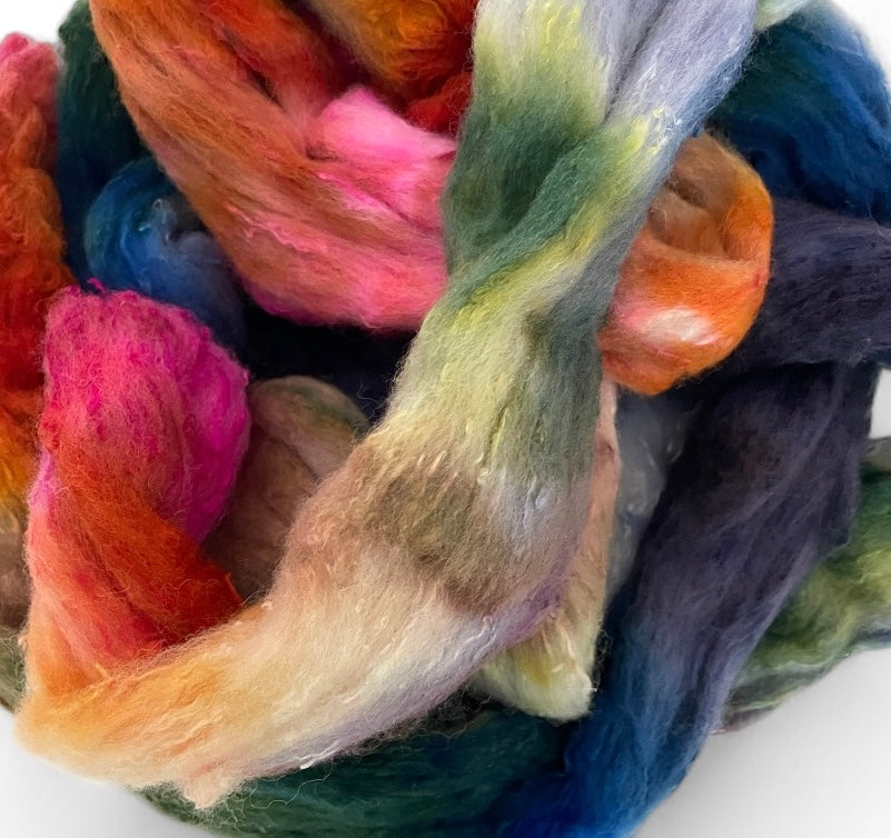Tropical Bird - Merino Wool & Silk Slubs - Spinni Fibre/Fiber