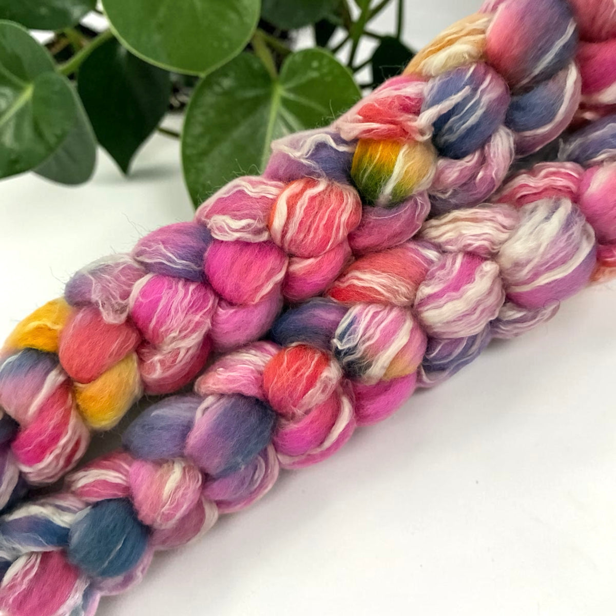 Sorbet Swirl - 70% Blue Faced Leicester Wool 30% Seacell - Roving/Top Fibre