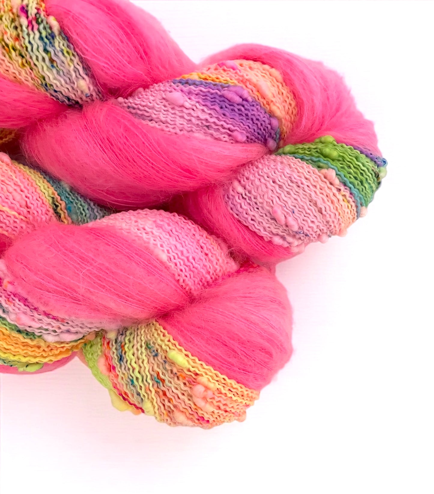Perfect Pink Duet - Slub Fingering Weight + Mohair