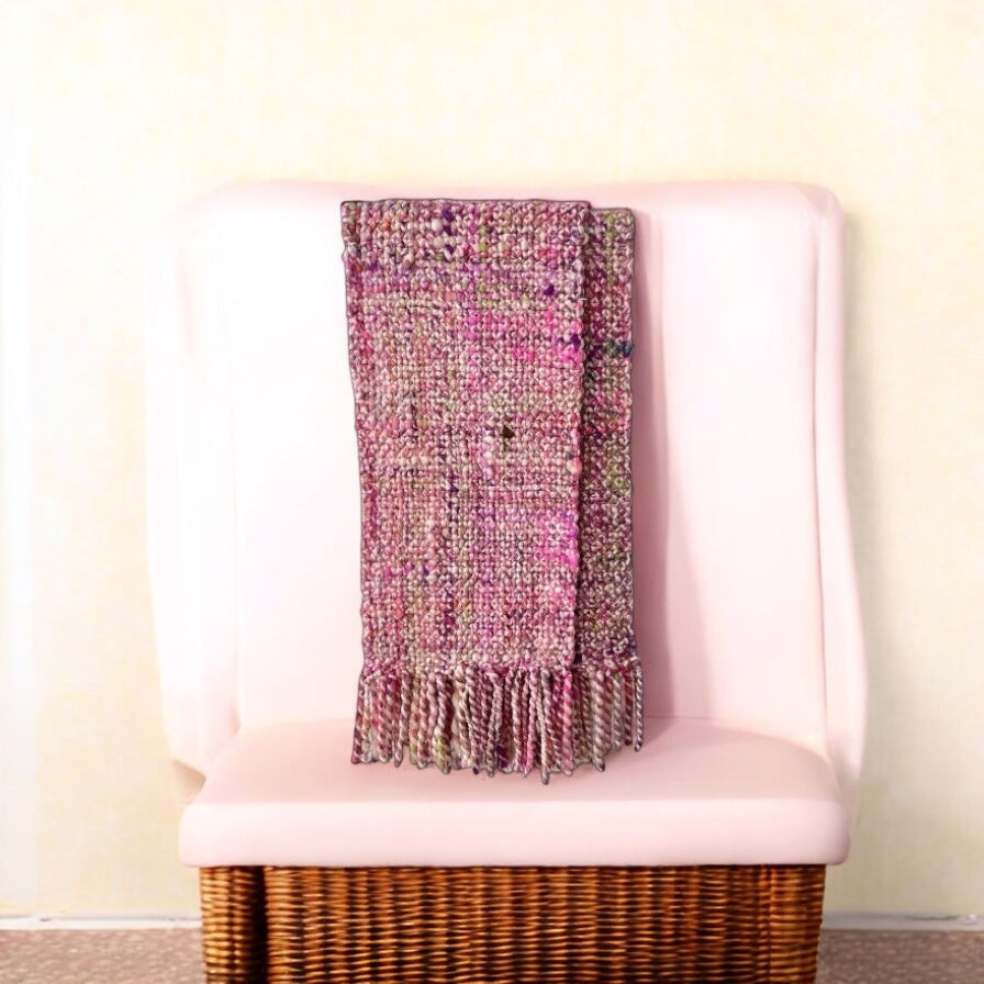 Hand Dyed - Hand Spun Handmade Chunky Scarf - Merino & Silks - Woven