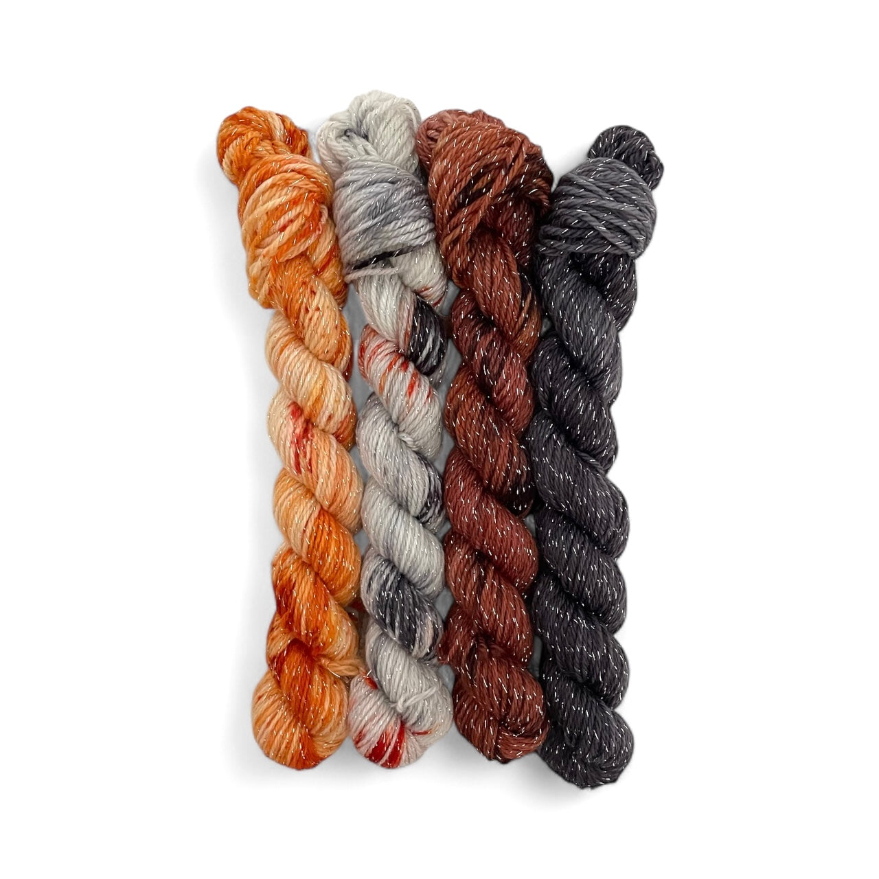 Charcoal & Orange Latte - Mini Sparkle Skein Set - Sock Weight