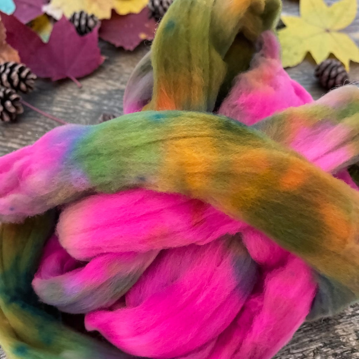 Matcha & Magenta - 100% Dorset Horn Top Wool Spinning Fibre/Fiber