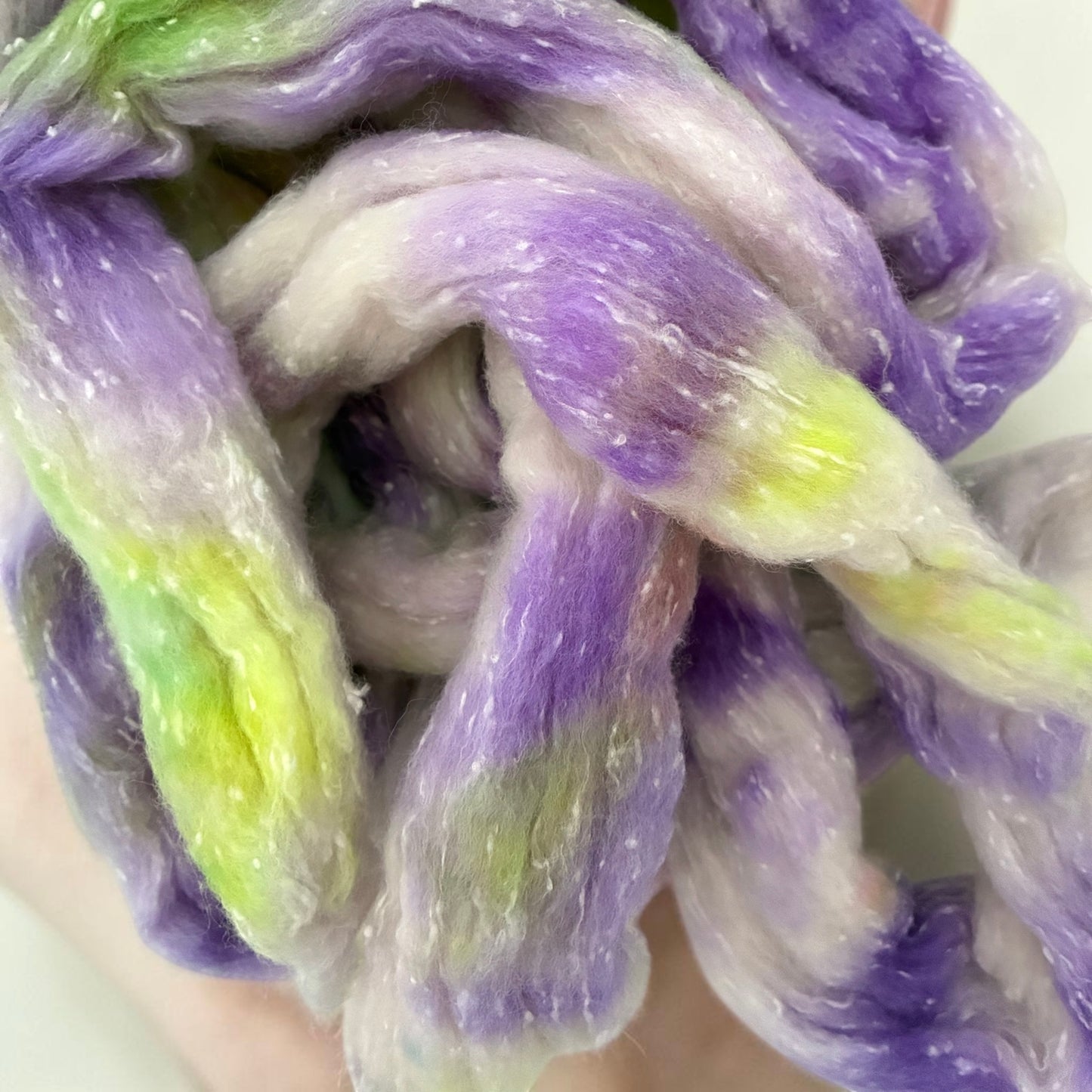 Lilac & Lime - Merino Wool & Silk Slubs - Spinning Fibre/Fiber