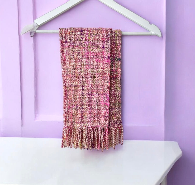 Hand Dyed - Hand Spun Handmade Chunky Scarf - Merino & Silks - Woven