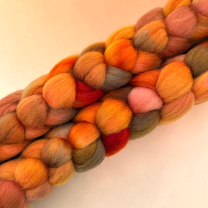 Cinnabar Flame - 100% Corriedale Wool Top Spinning/Felting Fibre/Fiber
