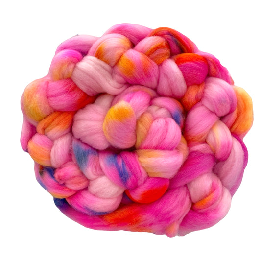 Party Pink - 100%  Polwarth Wool Spinning Fibre/Fiber