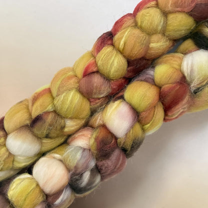 Toasted Spice -  Merino Wool & Bleached Tussah Silk  Spinning Fibre/Fiber