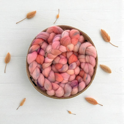 Pink Macron - 100% Corriedale Wool - Spinning/Felting Fibre/Fiber