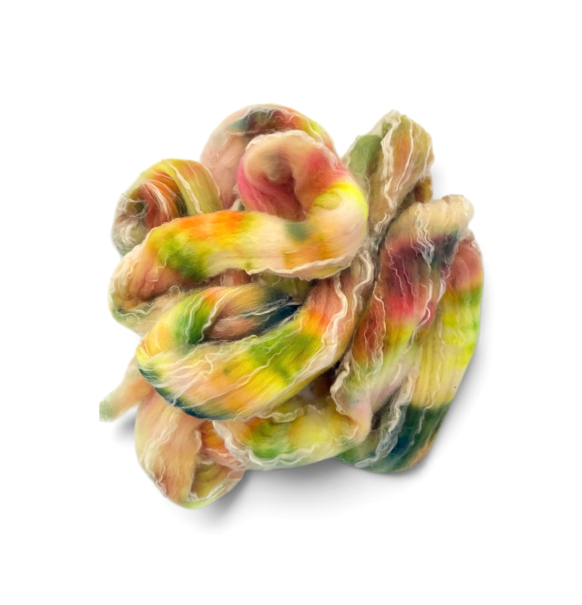 Fern & Apricot -70% Blue Faced Leicester Wool 30% Seacell - Roving/Top Fibre