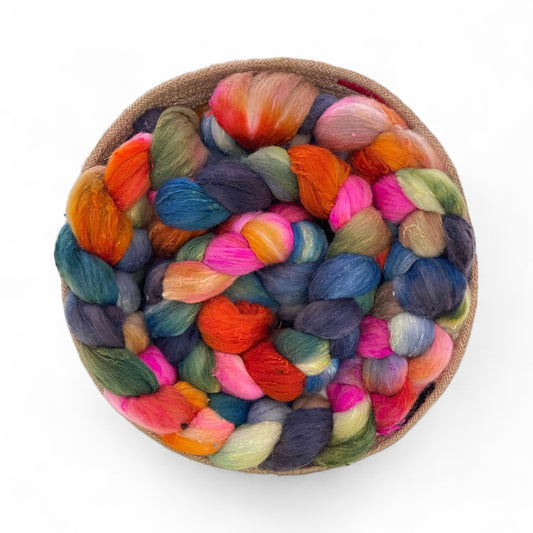 Tropical Bird -  Merino Wool & Silk Slubs - Spinni Fibre/Fiber