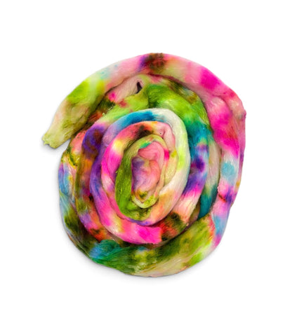 Electric Carnival -  Merino Wool & Silk Slubs - Spinning Fibre/Fiber