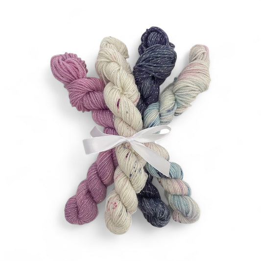 Lavender & Rose Latte -  Mini Skein Sparkle Set - Sock Weight