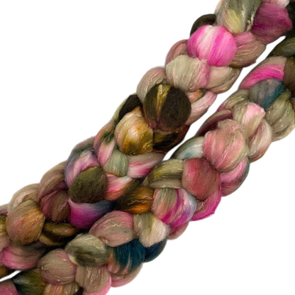 Fuchsia Forest -  Merino Wool & Silk Slubs - Spinning Fibre/Fiber