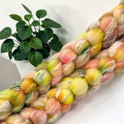 Fern & Apricot -70% Blue Faced Leicester Wool 30% Seacell - Roving/Top Fibre
