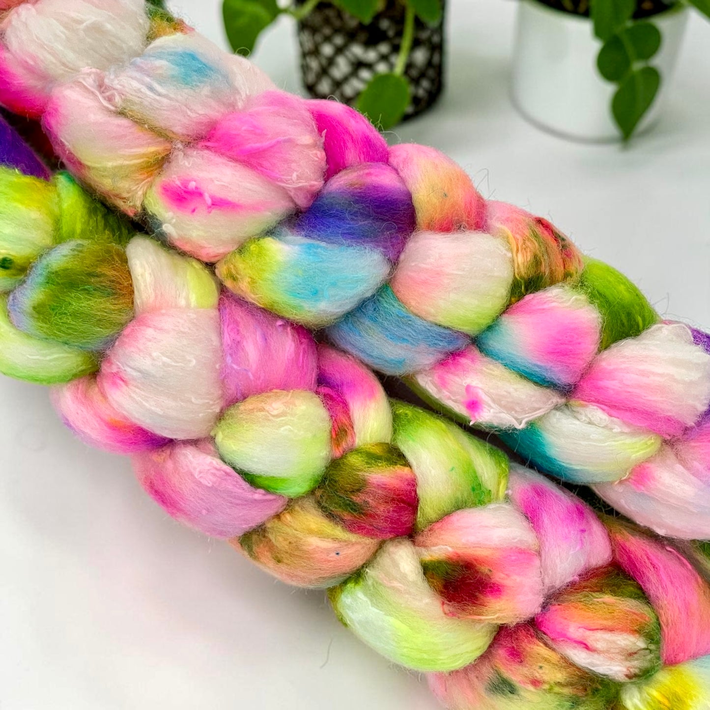 Electric Carnival -  Merino Wool & Silk Slubs - Spinning Fibre/Fiber