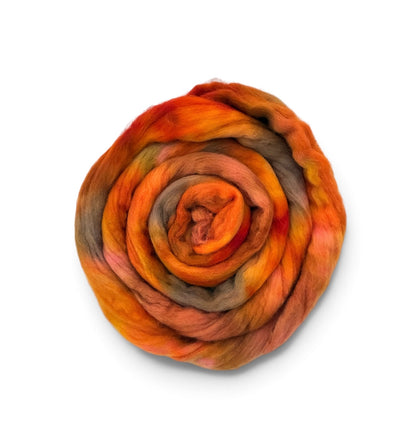 Cinnabar Flame - 100% Corriedale Wool Top Spinning/Felting Fibre/Fiber