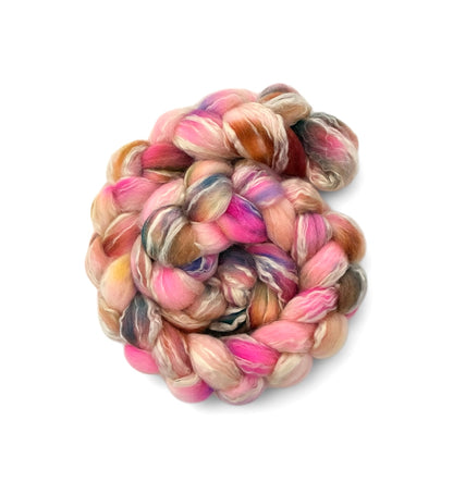 Petals & Bark -70% Blue Faced Leicester Wool 30% Seacell - Roving/Top Fibre