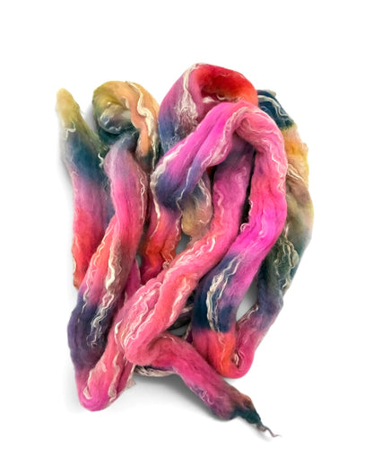 Sorbet Swirl - 70% Blue Faced Leicester Wool 30% Seacell - Roving/Top Fibre