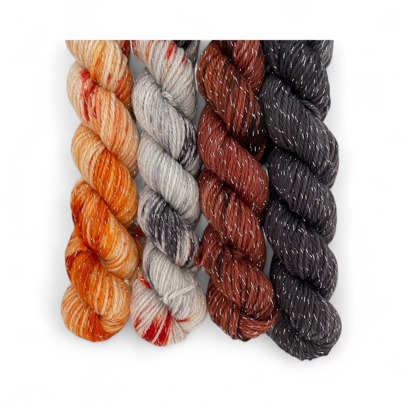 Charcoal & Orange Latte -  Mini Sparkle Skein Set - Sock Weight