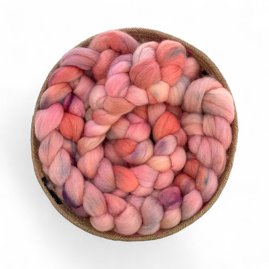 Pink Macron - 100% Corriedale Wool - Spinning/Felting Fibre/Fiber