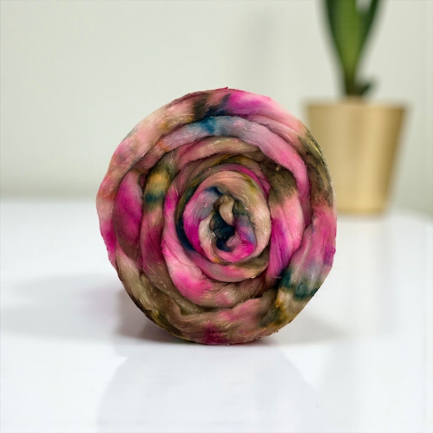 Fuchsia Forest -  Merino Wool & Silk Slubs - Spinning Fibre/Fiber