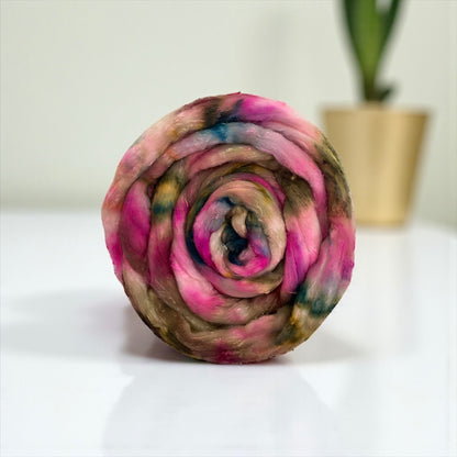 Fuchsia Forest -  Merino Wool & Silk Slubs - Spinning Fibre/Fiber