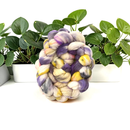 Pansy Patch -  Merino Wool & Silk Slubs - Spinning Fibre/Fiber