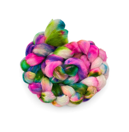 Electric Carnival -  Merino Wool & Silk Slubs - Spinning Fibre/Fiber