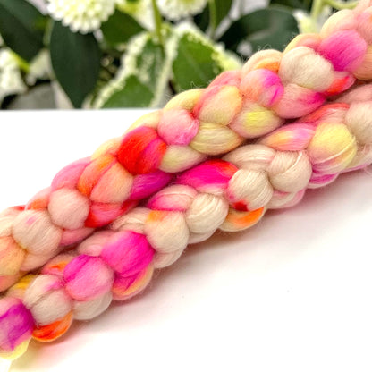 Flamingo Croquet - 70% BFL Wool 30% Tussah Silk- Fibre/Fiber
