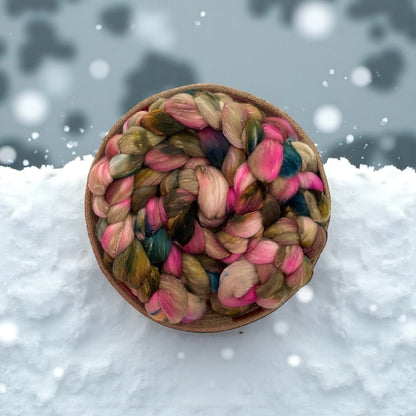 Fuchsia Forest -  Merino Wool & Silk Slubs - Spinning Fibre/Fiber