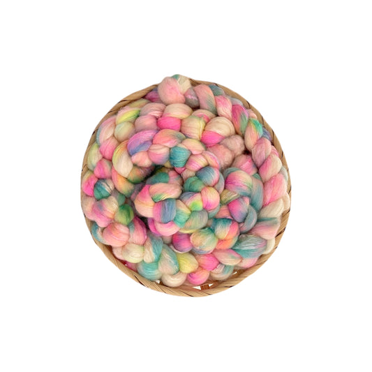 Cozy Glow - 70% BFL Wool 30% Bleached Tussah Silk- Fibre/Fiber