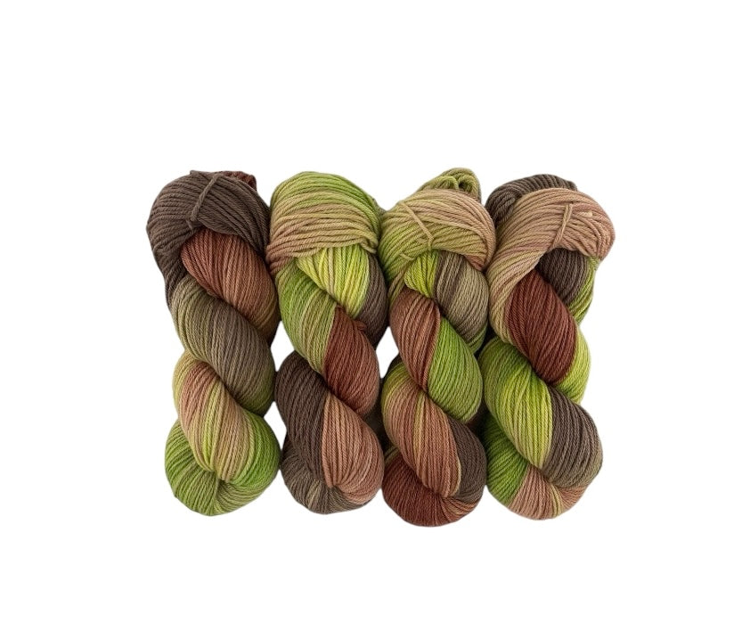 Made from 100% sustainable Merino wool, this fingering/sock weight yarn is perfect for eco-conscious knitters looking for high-quality, unique yarn. Each 100g skein is carefully hand-dyed for a one-of-a-kind result.