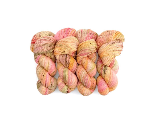 Hand-dyed in spring shades of lemon, pink, and green, CROCUS TINT is a must-have for any yarn enthusiast. With unique colour variations , this yarn will add a touch of vibrant beauty to all your knitting and crocheting projects.&nbsp;