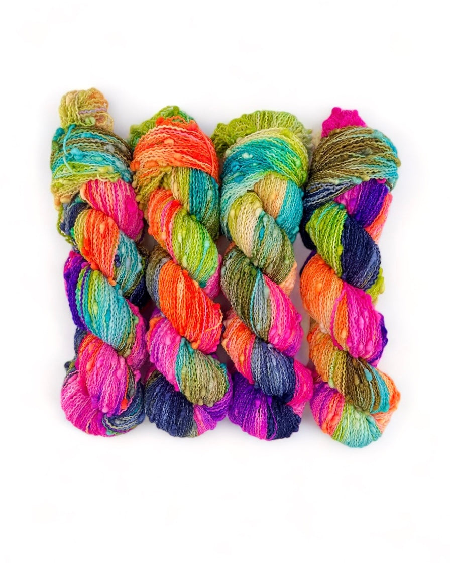 CASABLANCA yarn offers a unique blend of merino and nylon for added durability. The textured slub design adds depth and dimension to any project. Each 100g skein is perfect for lightweight, yet sturdy, fingering weight projects.