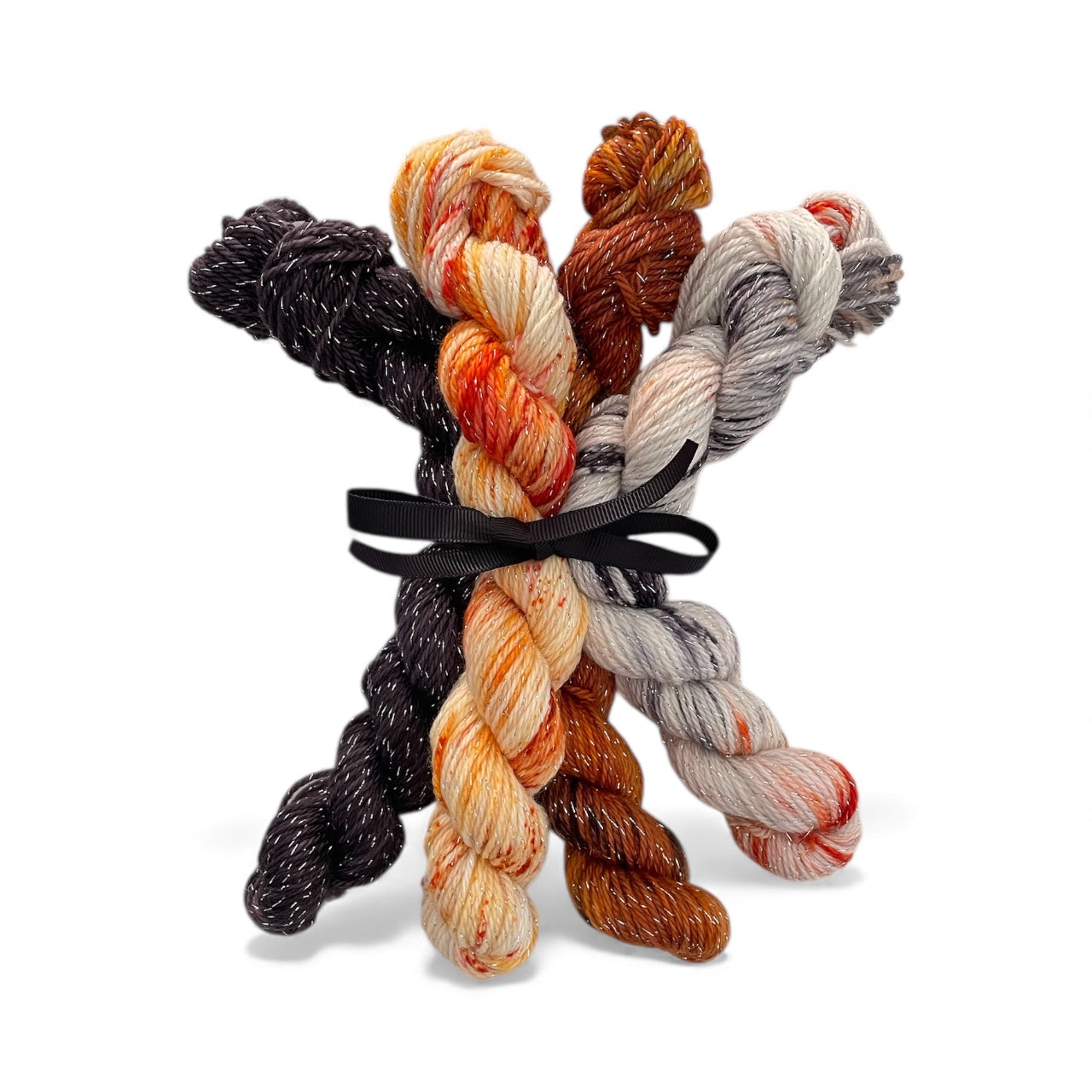 Charcoal & Orange Latte -  Mini Sparkle Skein Set - Sock Weight