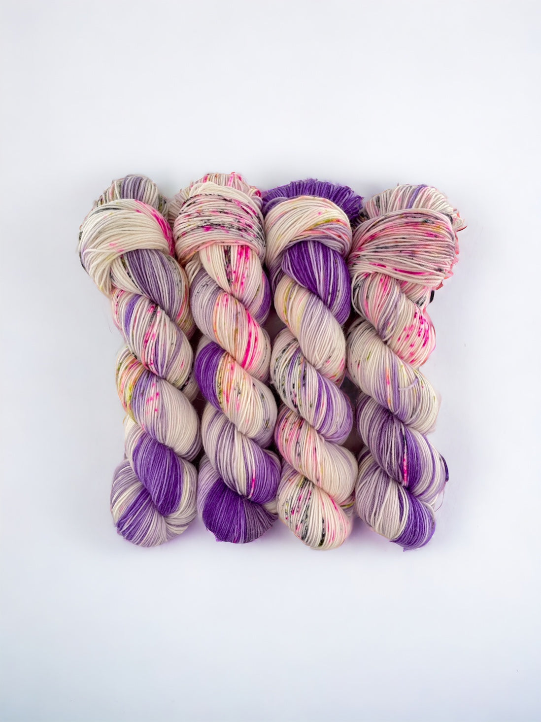 A high-quality blend of alpaca, merino, and nylon, making it both soft and durable. The bright colors are hand-dyed, adding a unique touch to each skein. Perfect for any project, Violet Posy will bring both color and durability to your knitting or crocheting.